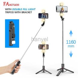 Selfie Monopods FANGTUOSI 1160mm Extended version bluetooth selfie stick fill light tripod with remote shutter for Android IOS 2024 latest hot 24329