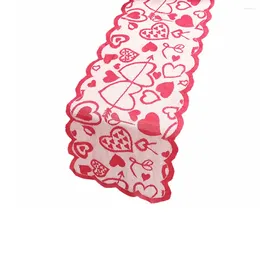 Table Cloth An Arrow Through A Heart Pattern Runner Festive Valentines Day Decoration Cover Party Supplies (Red 33