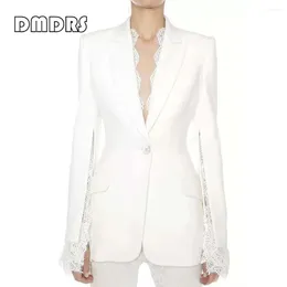 Women's Suits One Button Blazer Formal Tuxedo Jacket Lace Casual Suit Long Sleeves Slid Custom Made Colors Plus Size XS To 5XL