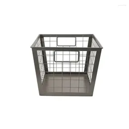 Laundry Bags Grey Rectangular Metallic Wire Storage Basket