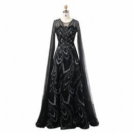 shar Said Luxury Crystal Araboic Black Evening Dr with Cape Sleeves Pink Plus Size Women Wedding Guest Party Gowns SS005 p2rX#