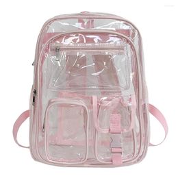 Backpack Clear Transparent School Large Capacity See Through Bookbag Multi-pockets Travel Storage Bag For Students