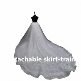 350 cm lg in back bridal detachable skirt-train, wedding skirt, brilliant Tulle skirt Glitter bridal dr detachable train J33N#
