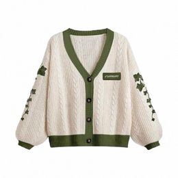 Evermore Cardigan Taylor Versi Green Vine bestickter Po-Down-Zopfstrickpullover Damen Herbst Winter Vintage Outfit r23i#