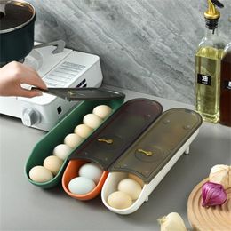 Storage Bottles Automatic Rolling Egg Box Plastic Container Kitchen Fridge Organisation Eggs Holder Basket Cartons Tray