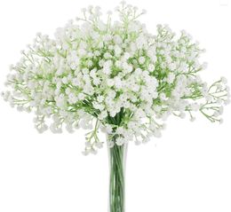 Decorative Flowers Baby Breath Artificial 24 Pcs Realistic Gypsophila Bouquets For Wedding Party Home Decoration(24Pcs White)