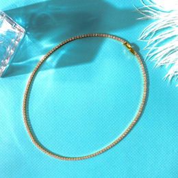 Collana a forma di gradiente in acciaio inossidabile con zircone T Collana pendente Coppia spessa oro rosa argento per donna2507