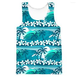 Men's Tank Tops HX Hawaii Hawaiian Surf Frangipani Coconut Tree Printed Vest 3D Casual Beach Funny Streetwear