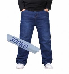 denim Jeans For Men Plus Size 48 50 300KG Casual Fi Busin Pants Elastic Loose Straight Lg Large Size 5XL 6XL 7XL q5xb#