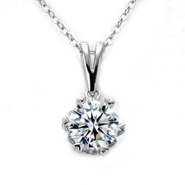 Chains D Colour VVS1 Moissanite Necklace 925 Sterling Silver 1 0Ct Round Brilliant Diamonds Solitaire Pendant For Women Jewelry278B