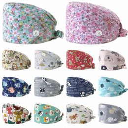 unisex Scrubs Cap 100% Cott Butts Candy Printing Scrub Caps Nurse Uniform Accories Pet Shop Chef Lab Work Surgicals Hats i9sg#