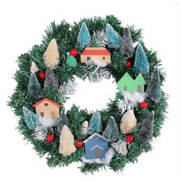 Party Decoration Christma - Christmas Wreaths For Front Door-Xmas Village Wreath Holiday Decor Home Wall Window Indoor