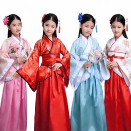 costume Girls Children Kimo Traditial Vintage Ethnic Fan Students Chorus Dance Costume Japanese Yukata Kimo Style e8kp#