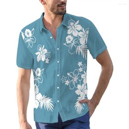 Men's Casual Shirts Bohemian Floral Digital Print Shirt Short Sleeve Button Down For Summer Beach Vacation Holidays Male Leisurewear