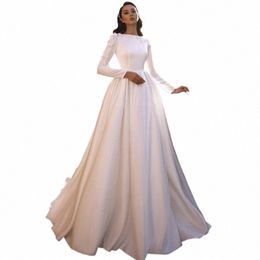 funyue Muslim Civil Wedding Dres 2023 3D Frs Lace Satin Bride Dr Lg Sleeve Vintage Arabric Formal Wedding Gowns z8uU#