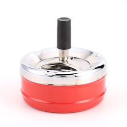 Press Type Creative Metal Ashtrays Plastic Round Ash Tray With Lids Rotary Portable Cigarette Holder Car Ashtray Gift