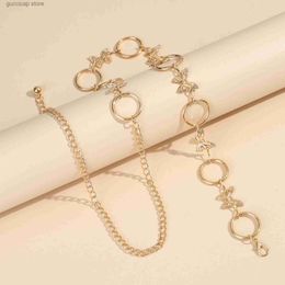 Waist Chain Belts Womens Fashion Circle Metal Latest Style Butterfly Waist Chain Belt Gold Silver Clothes Lady Hip New Ketting Riem Y240329