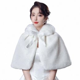 faux Fur Winter Warm Shrugs For Woman Party Dr Bridal Wedding Bolero Shawl Cape m4GX#