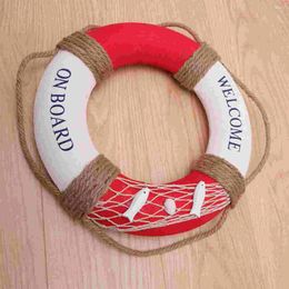 Decorative Figurines Nautical Welcome Life Ring Buoy Lifebuoy Wall Hanging Decor Cloth Room Mediterranean