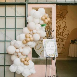 Party Decoration Doubled Cream Peach Gold White Balloons Garland Kit Beige Nude Ballon Arch Neutral Wedding Baby Shower Birthday 80pcs