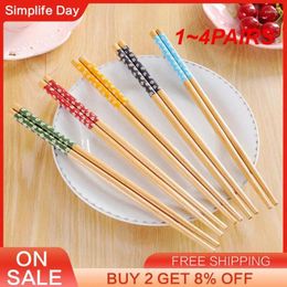 Chopsticks 1-4PAIRS Bamboo Hand Polishing Printed Serving Classic Wooden Without Fuel