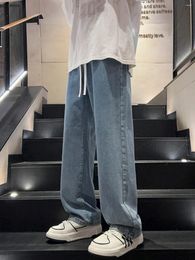 Men's Jeans Denim Hip Hop Men 2024 Streetwear Work Clothes Ripped Style Loose Washed Clothing Floor Mopping Pants Z18