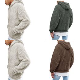 Maglione invernale spesso e caldo da uomo Felpe con cappuccio in pile oversize Pullover maschile Autunno Solid Streetwear Tops2024