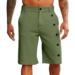 Men's Shorts Men Casual With Elastic Waistband Button For Summer Beachwear Featuring Straight Leg Fit Classic