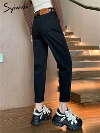 Women's Jeans Syiwidii Vintage Blue For Women 2024 Fashion Office Ladies Loose High Waisted Chic Casual Strech Harem Pants