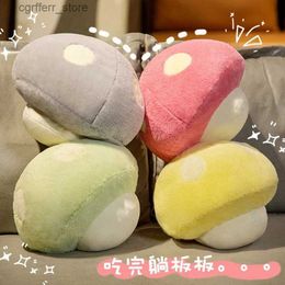 Stuffed Plush Animals Kawaii Creative Candy Colour Mushroom Colourful Cushion Soft Stuffed Mushroom Head Pillow Sofa Decor Cushion Kids Plush Doll240327