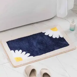 Carpets 2024 Bathroom Entrance Cartoon Daisy Carpet Floor Mat Anti-skid Bedroom Absorbent Foot