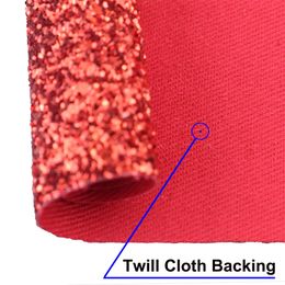 Plain Solid Red White Black Chunky Glitter Fabric With Twill Backing Faux Synthetic Leather For Bow Sewing Craft DIY F0028
