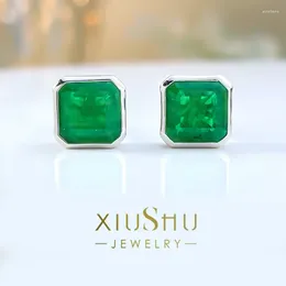 Stud Earrings Desire Fashionable Retro Artificial Emerald 925 Sterling Silver Simple And Versatile Niche Court