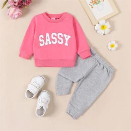 Clothing Sets Spring Autumn Born Outfits Clothes Baby Girls Letter Print O-neck Long Sleeve Sweatshirts Pants Set