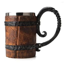 Mugs Original Viking Drinking Mug Sealed Simulated Log Double Stainless Steel Cup Liner Gift Home Wood Color Office