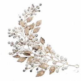 pearl Crystal Wedding Hair Accories Sier Gold Bridal Headband Women Jewellery Handmade Leaves Bride Party Headpiece Tiaras 52H6#