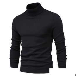 Mens Sweaters Winter Turtleneck Thick Casual Turtle Neck Solid Colour Quality Warm Slim Sweater Men Plover Male Drop Delivery Apparel C Dhgqh