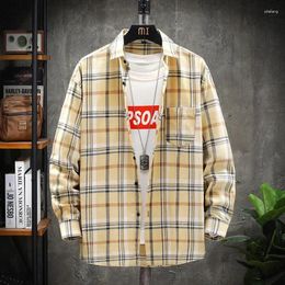 Men's Casual Shirts Autumn Long Sleeved Retro Plaid Shirt With Slim Fit And Loose