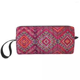 Storage Bags Vintage Pink Oriental Bohemian Moroccan Artwork Makeup Bag Women Travel Cosmetic Organizer Kawaii Toiletry