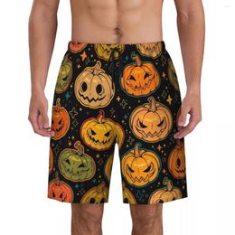 Men's Shorts Summer Gym Man Halloween Printed Sports Surf Pumpkin Lantern Beach Short Pants Y2K Fun Comfortable Swim Trunks Plus Size