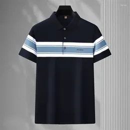 Men's Polos Summer Polo Shirt 2024 Business Casual Lapel Striped Short Sleeve Fashion Simple Classic T-shirt