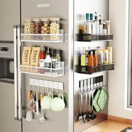 Kitchen Storage Magnetic Spice Rack RemovablePowerful Refrigerator Organiser Shelf No Drilling Needed For Holding Jars