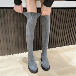 Boots Rimocy Sexy Slim Over The Knee Stretch Socks Boots Women 2022 Autumn Thick High Heels Long Boots Woman Antislip Platform Shoes