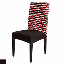 Chair Covers Valentine'S Day Stripes Love Texture Cover Set Kitchen Stretch Spandex Seat Slipcover Home Decor Dining Room