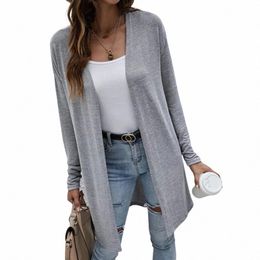 autumn 2023 new source of women's pure Colour unbutted Cardigan lg-sleeved sweater Y2np#