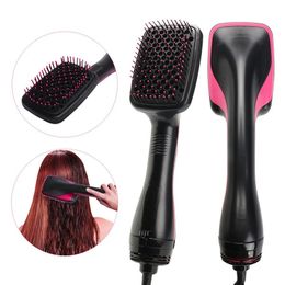 Hair Dryer 2 In 1 Electric Ion Blow TangleFree One Step And Volumizer Straightener Curler Comb Brush 240329