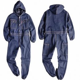 denim Coverall Electric Welding Suit Labor Insurance Clothes Auto Repairman Workwear High Quality fit M-4XL j1e9#
