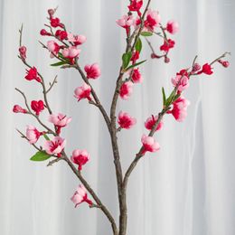 Decorative Flowers 5-Fork Simulation Peach Blossom Branches Desktop Vases Flower Arrangement Accessories Wedding Party Home Living Room