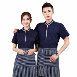 Customised LOGO Restaurant Waiter Uniform Bakery Woman Waitr Uniform Hotel Food Service Cleaner Work Wear Chef Jacket Shirt L5Nj#