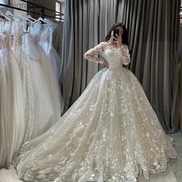 Urban Sexy Dresses LORIE 3D Lace Wedding Long Sleeve Appliques Bride Dress Vintage Gowns 2023 yq240329